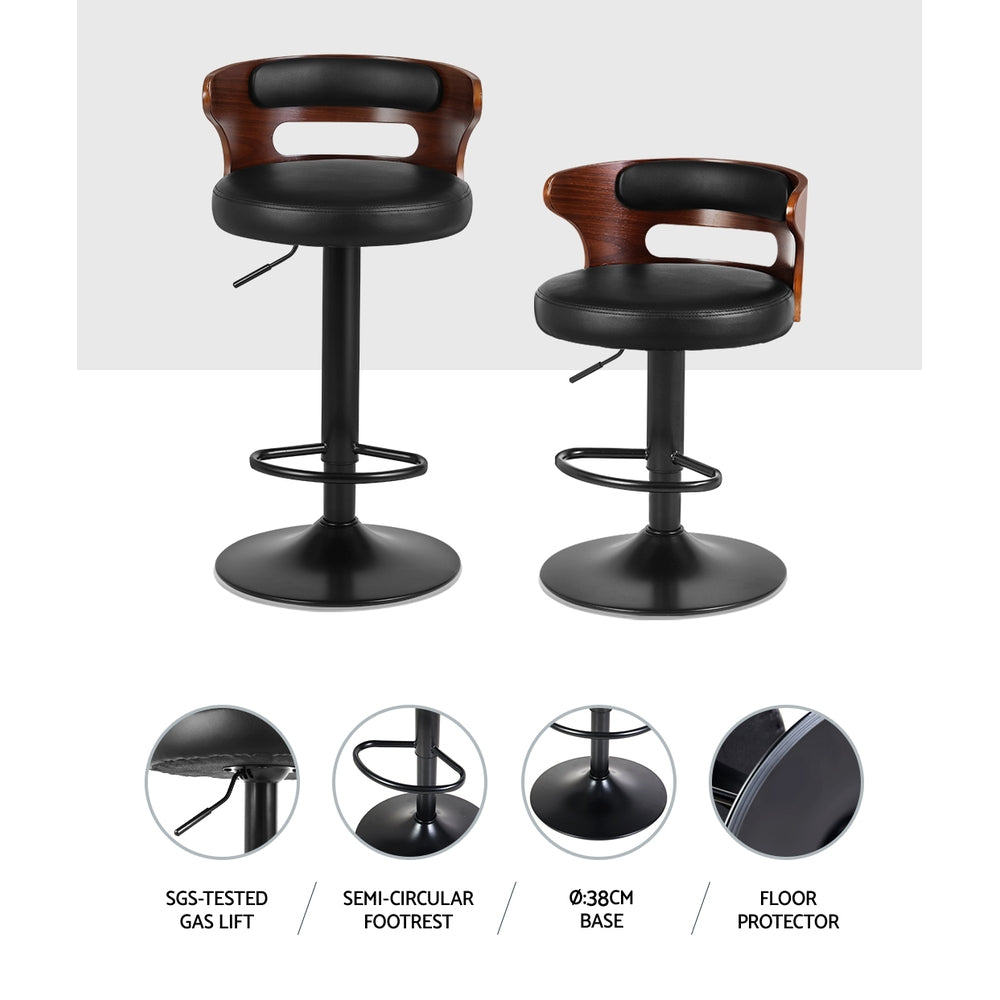 NNEDSZ Artiss 2x Bar Stools Gas Lift Faux Leather-3