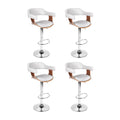 NNEDSZ 2x Artiss Bar Stools Gas Lift Leather with Armrest White-0