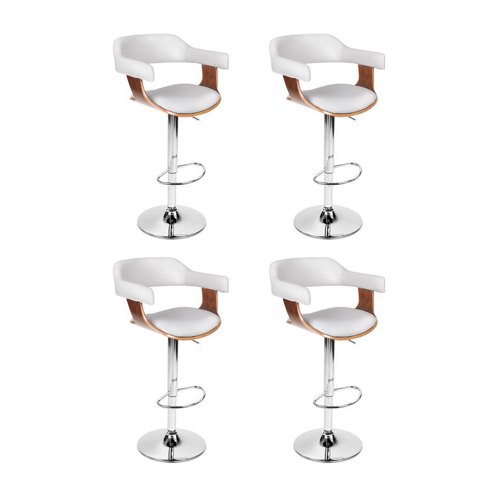 NNEDSZ 2x Artiss Bar Stools Gas Lift Leather with Armrest White-0