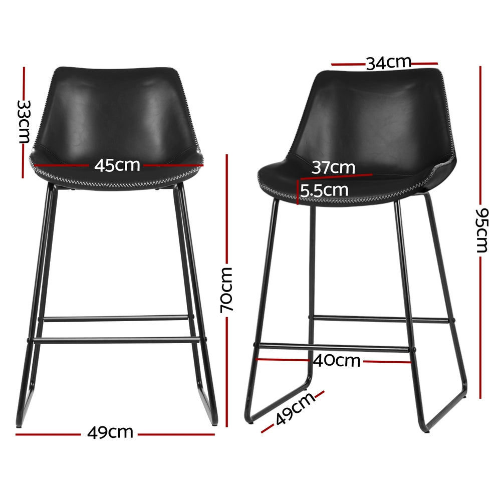 NNEDSZ Artiss 4x Bar Stools Leather Padded Metal Legs Black-1