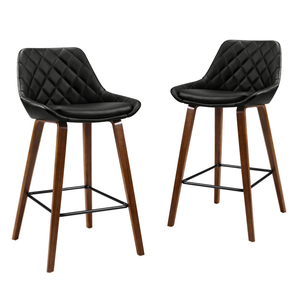 NNEDSZ Artiss 4x Bar Stools PU Seat Wooden-2