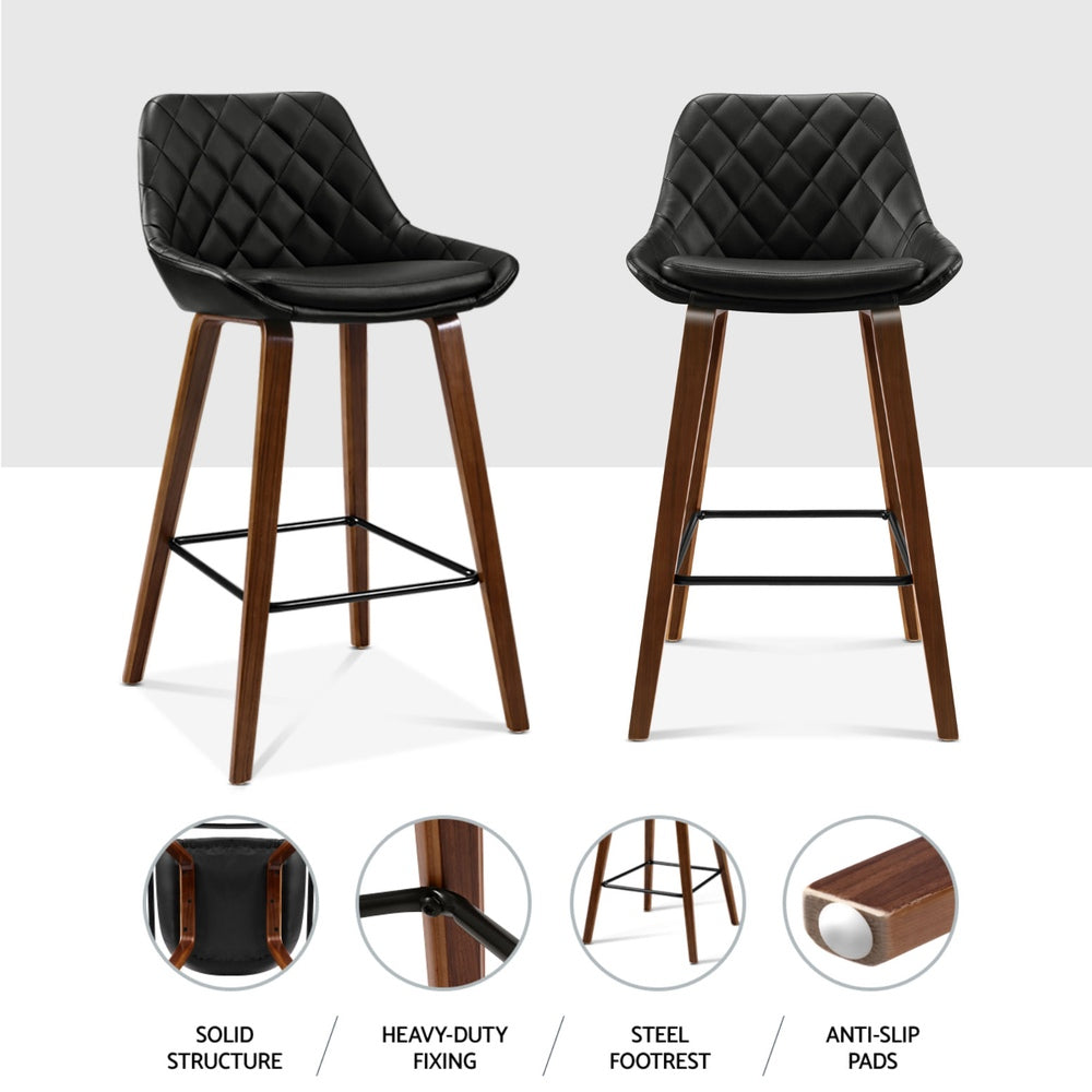 NNEDSZ Artiss 4x Bar Stools PU Seat Wooden-4
