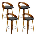 NNEDSZ Set of 4 Walnut Wood Bar Stools - Black and Brown-0