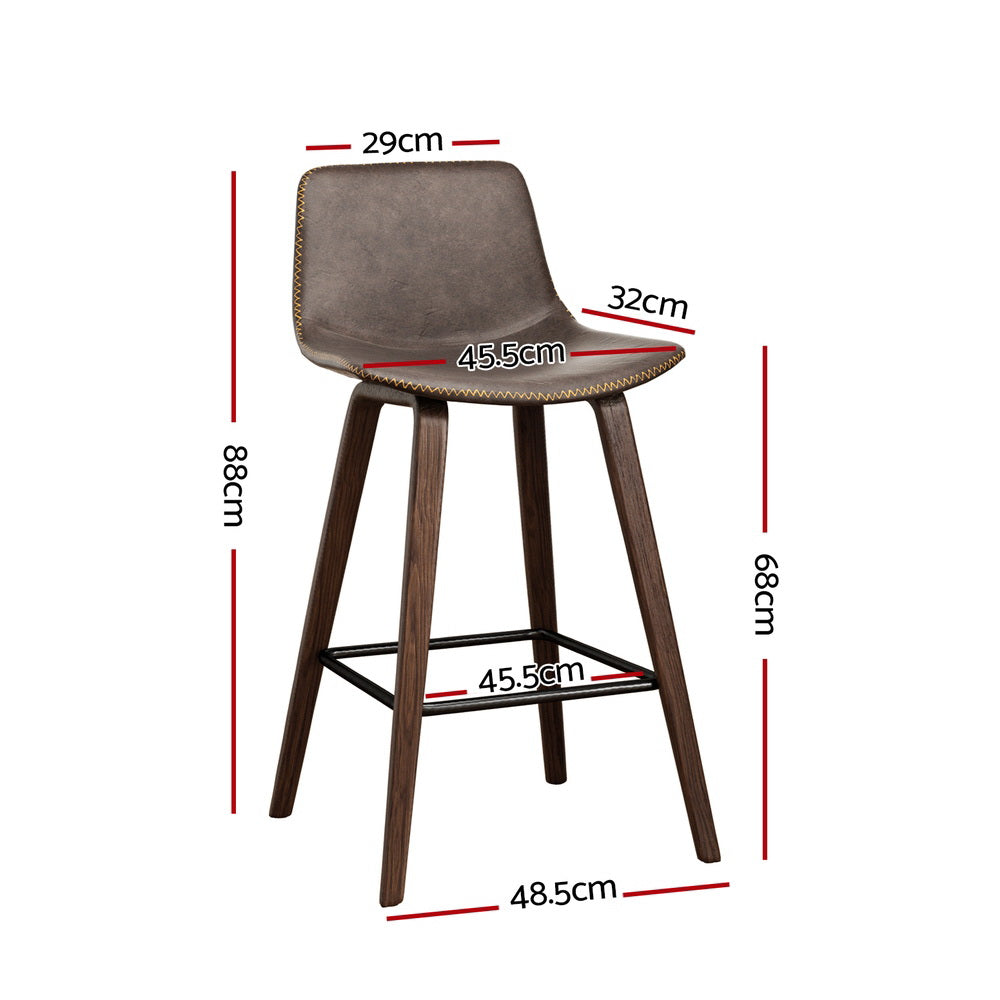 NNEDSZ Artiss 4x Bar Stools Vintage Leather Wooden-1