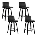 NNEDSZ Set of 4 Wooden PU Leather Bar Stool - Black-0