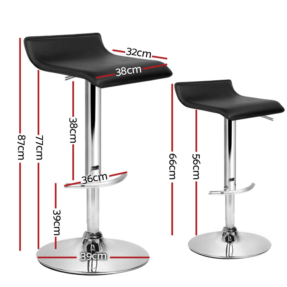 NNEDSZ Set of 4 PU Leather Wave Style Bar Stools - Black-1