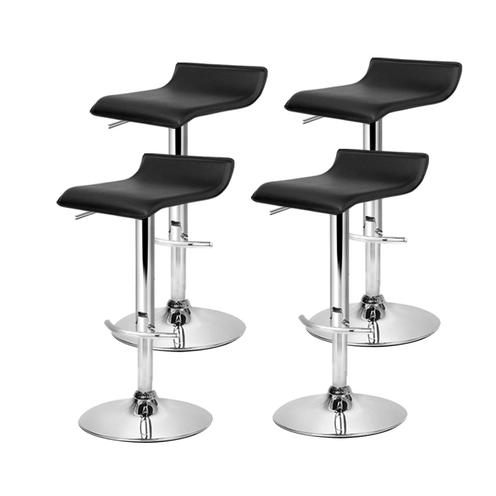 NNEDSZ Set of 4 PU Leather Wave Style Bar Stools - Black-2