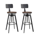 NNEDSZ Set of 2 Rustic Industrial Style Metal Bar Stool - Black and Wood-0