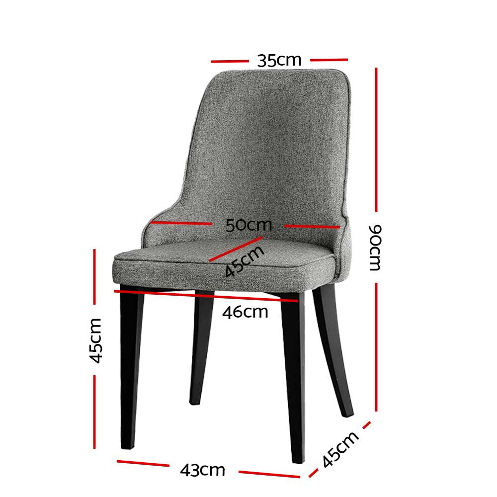 NNEDSZ Set of 2 Fabric Dining Chairs - Grey-1
