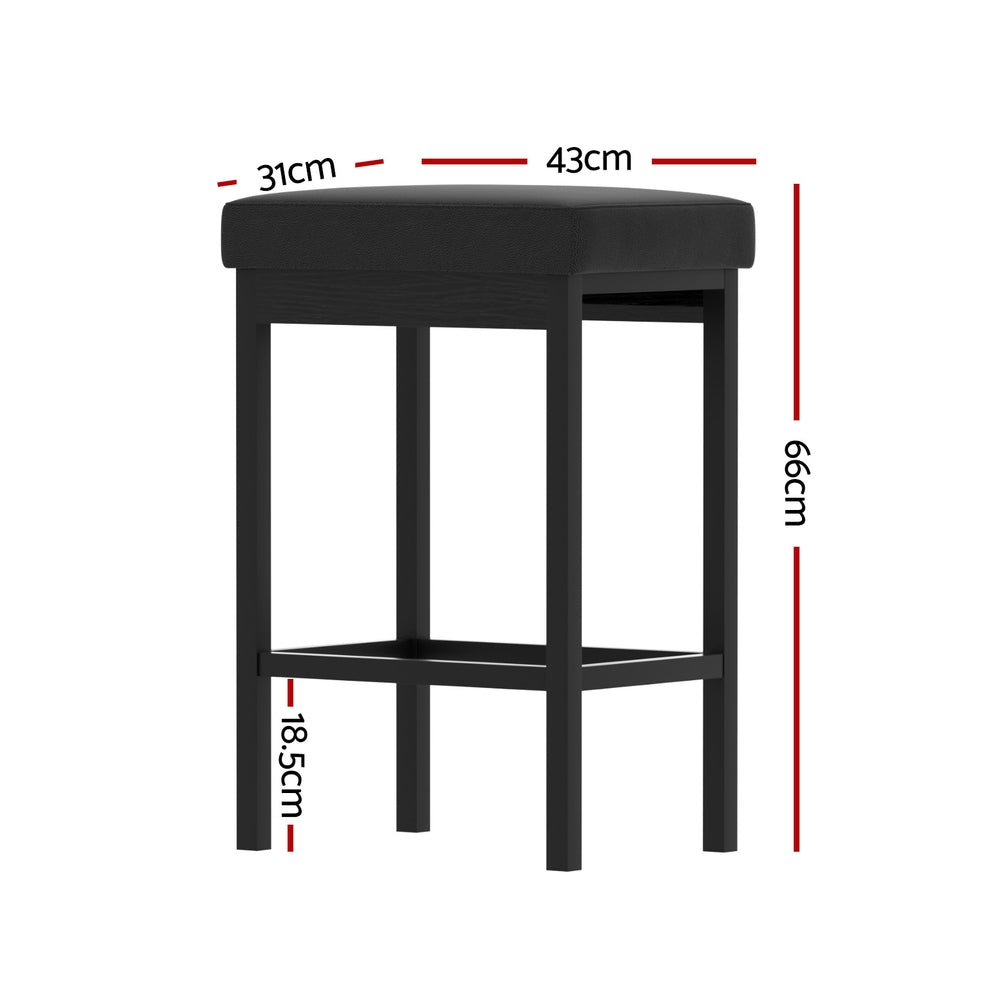NNEDSZ 2x Artiss Metal Bar Stools PU Seat Dining Counter Chairs-1