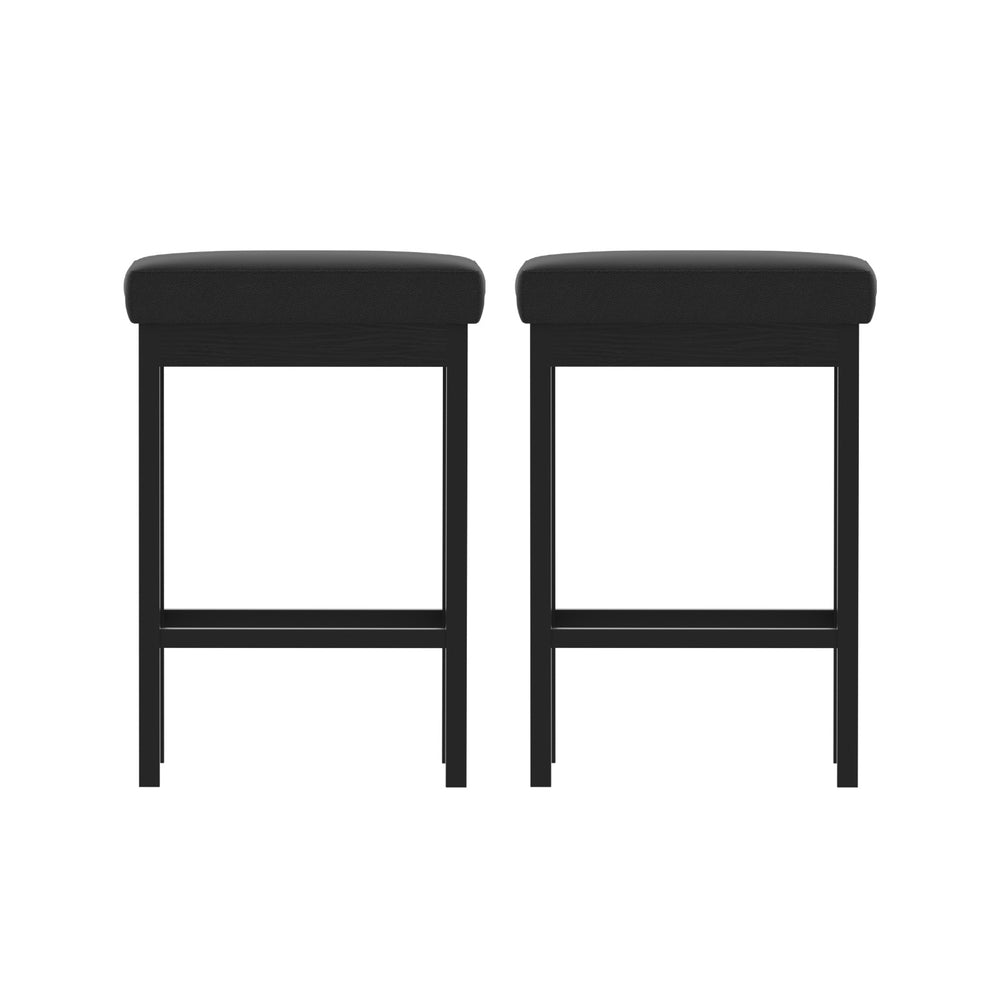 NNEDSZ 2x Artiss Metal Bar Stools PU Seat Dining Counter Chairs-2