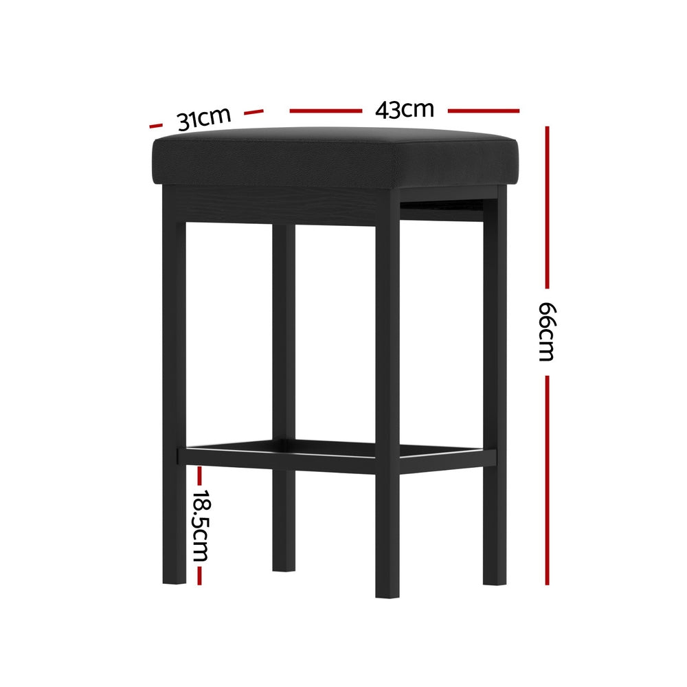 NNEDSZ A Set of 4 Artiss Metal Bar Stools PU Seat Dining Counter Chairs-1