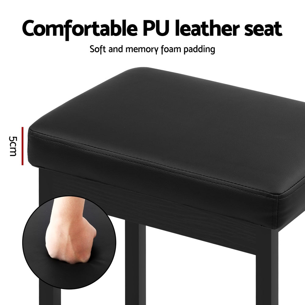 NNEDSZ A Set of 4 Artiss Metal Bar Stools PU Seat Dining Counter Chairs-3