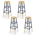 Artiss 4x Bar Stools Metal Gold Navy-0