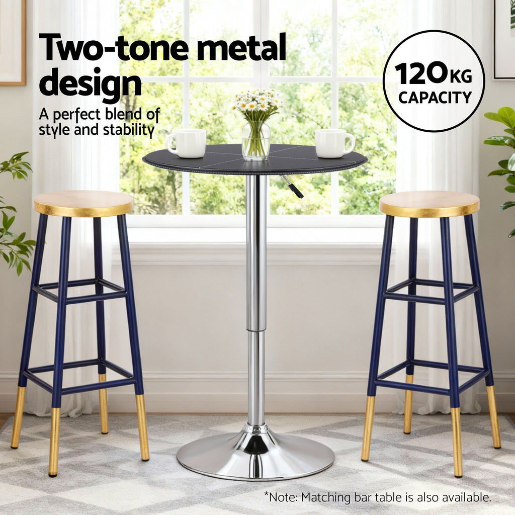 Artiss 4x Bar Stools Metal Gold Navy-3