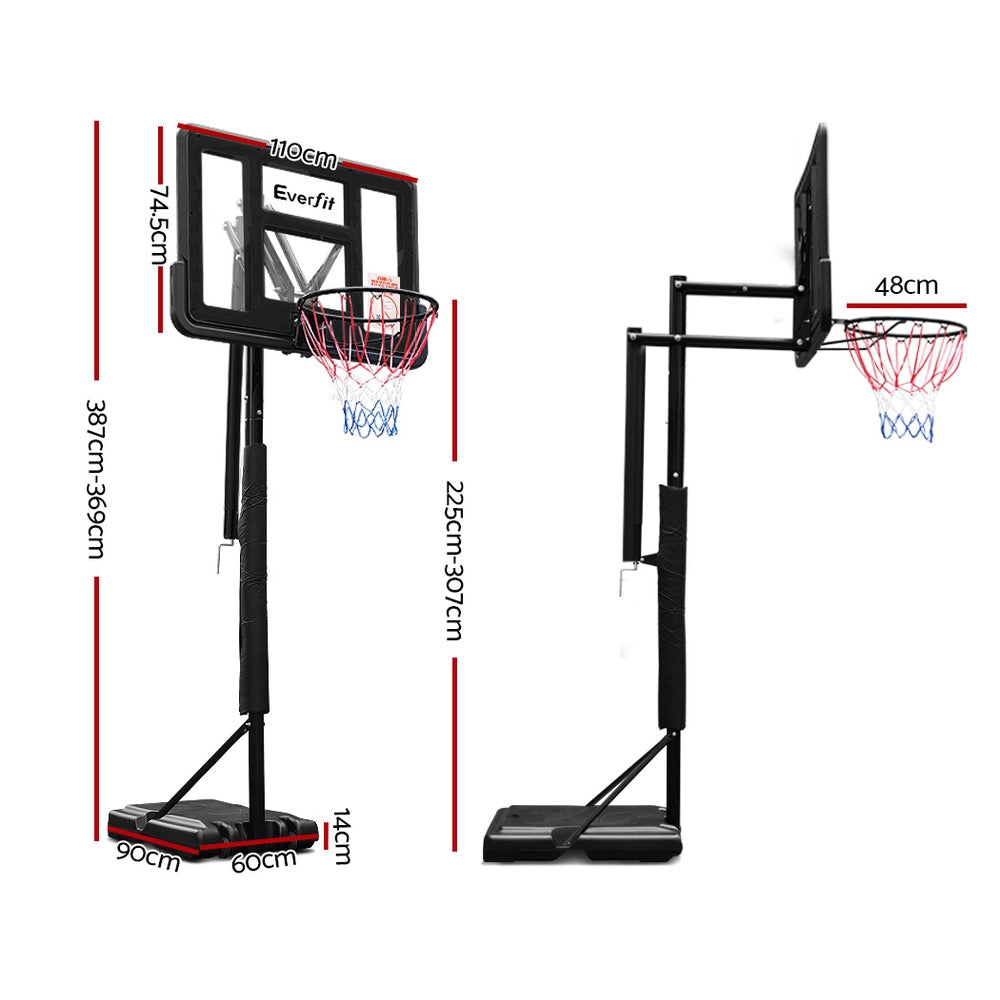 NNEDSZ 3.05M Basketball Hoop Stand System Ring Portable Net Height Adjustable Black-1
