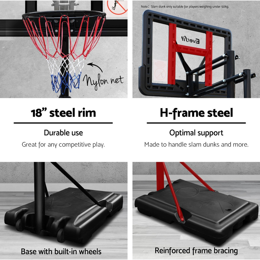 NNEDSZ 3.05M Basketball Hoop Stand System Ring Portable Net Height Adjustable Black-3