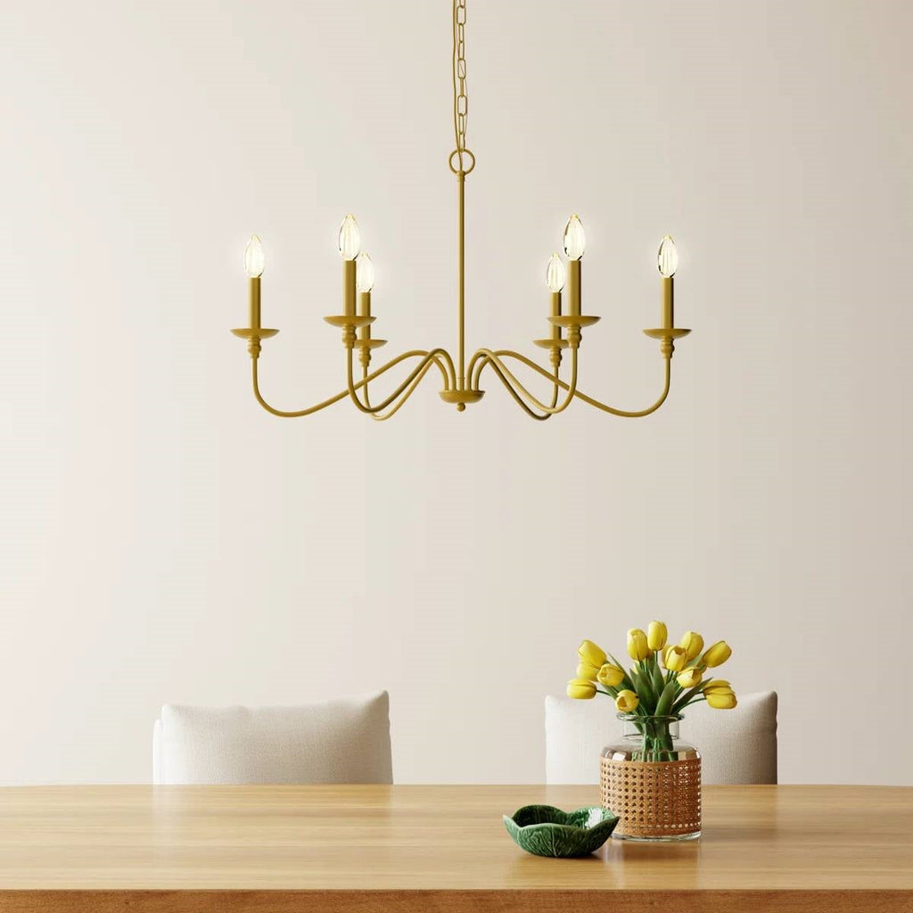 30-inch Traditional 6-Light Dimmable Chandelier in Brass Finish-1