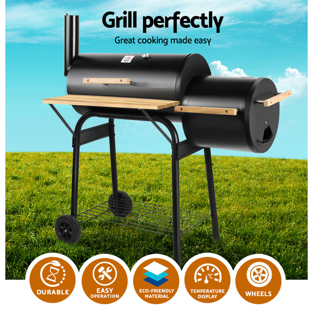 NNEDSZ 2-in-1 Offset Smoker - Black-3