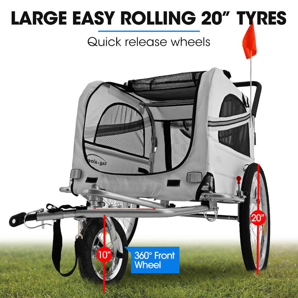 NNEMB Pet & Cargo Jogger Bike Trailer, Pull Behind Bicycle Trailer Carrier Stroller, Grey-3