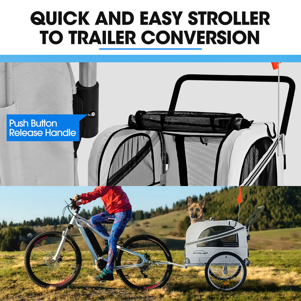 NNEMB Pet & Cargo Jogger Bike Trailer, Pull Behind Bicycle Trailer Carrier Stroller, Grey-4