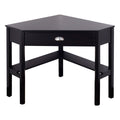 Corner Black Wood Computer Desk with Drawer-0