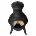Small Black Outdoor Cast Iron Chimenea Wood Burning  Fire Pit-0