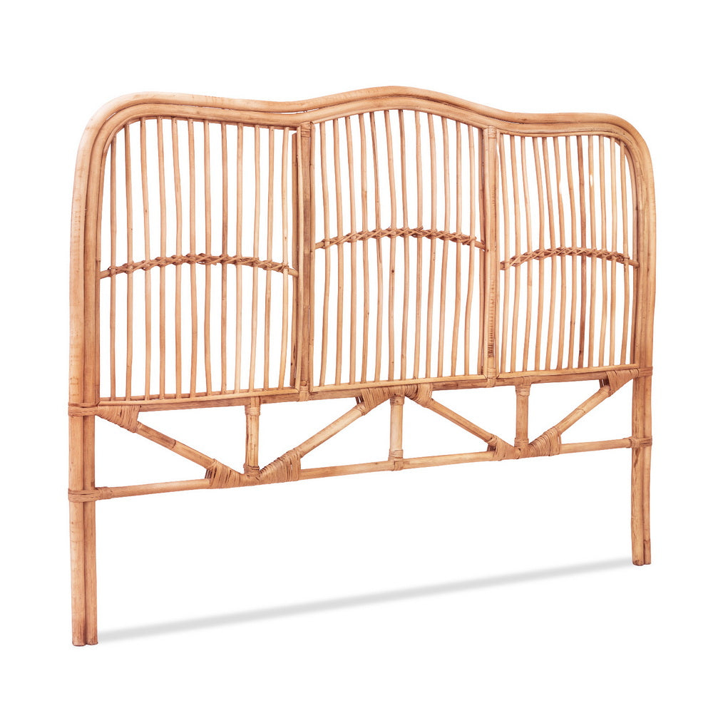 Artiss Bed Headboard Double Bedhead Rattan - NERO Pine-0