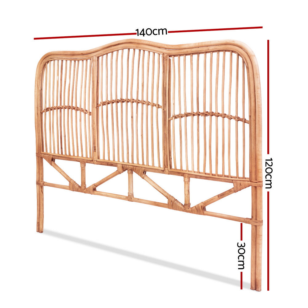 Artiss Bed Headboard Double Bedhead Rattan - NERO Pine-1