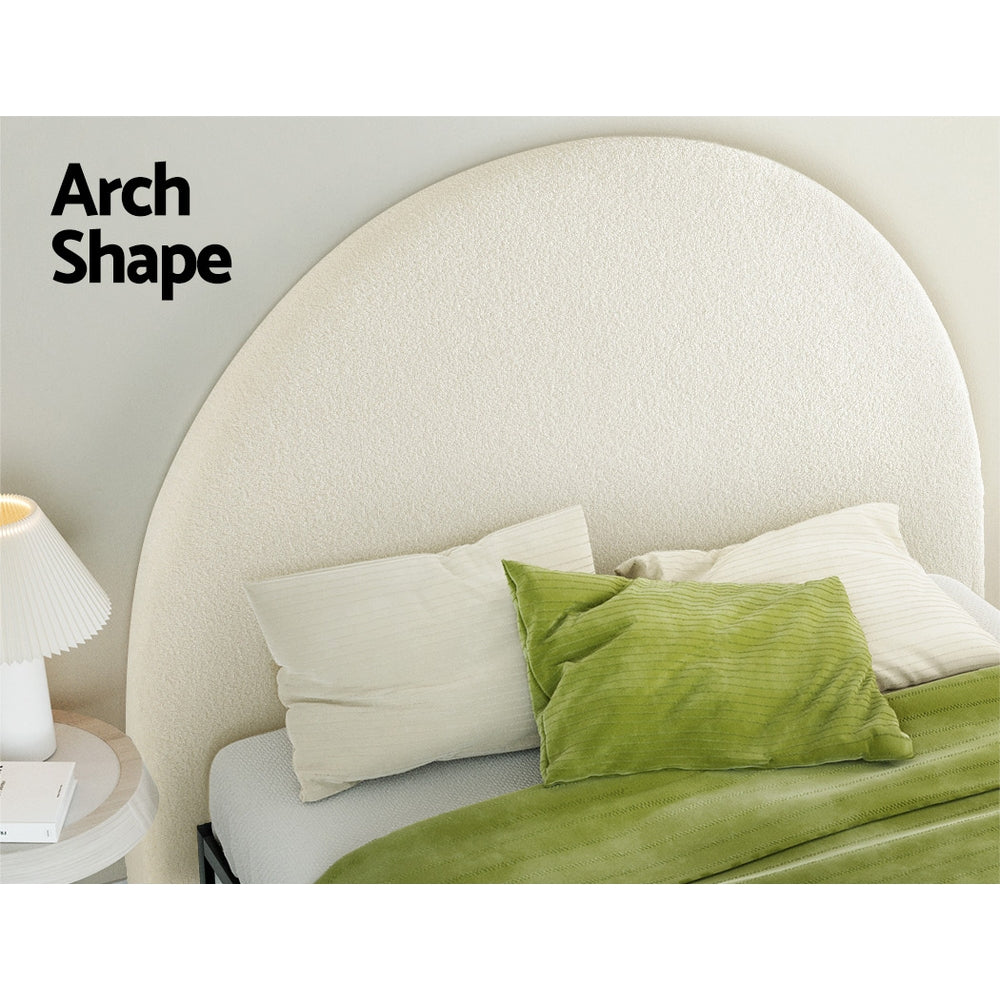 NNEDSZ Artiss Bed Head Headboard Bed Frame Queen Boucle - GREI White-3