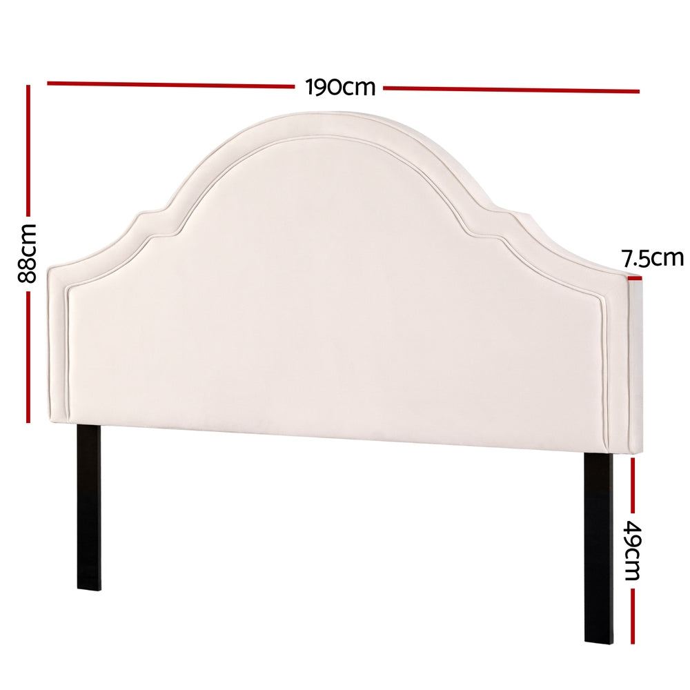 NNEDSZ Bed Frame Bed Head Headboard King Velvet IRIS Beige-1