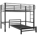 NNEMB SLUMBER Single Loft Bed And Single Underbed, Multifunctional, Space Saving with Fixed Ladder, Matte Dark Grey-0