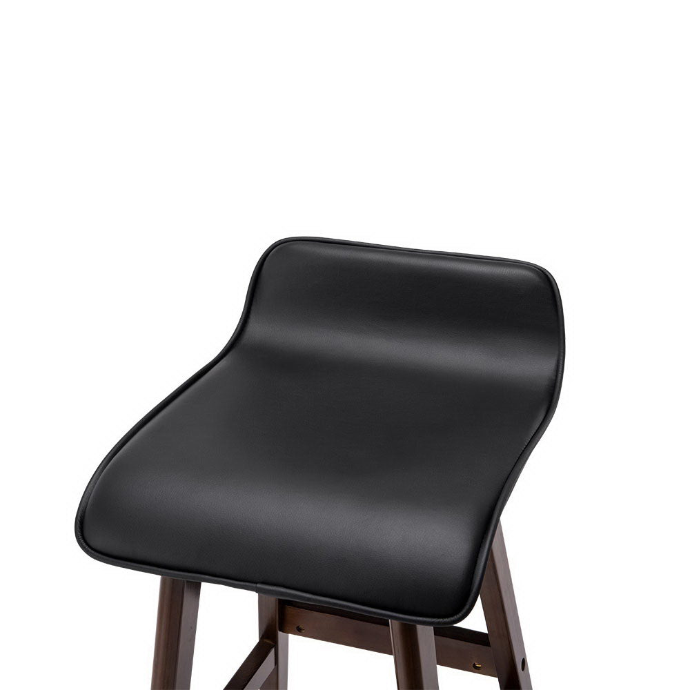 NNEDSZ Set of 2 PU Leather Wood Wave Style Bar Stool - Black-4