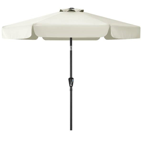 Off White 7.5 Foot Patio Umbrella with Push Button Tilt and Metal Pole-0