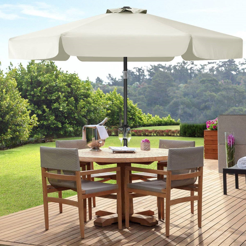 Off White 7.5 Foot Patio Umbrella with Push Button Tilt and Metal Pole-2