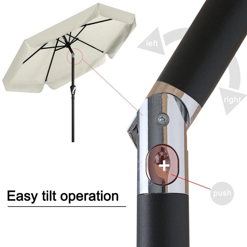 Off White 7.5 Foot Patio Umbrella with Push Button Tilt and Metal Pole-4