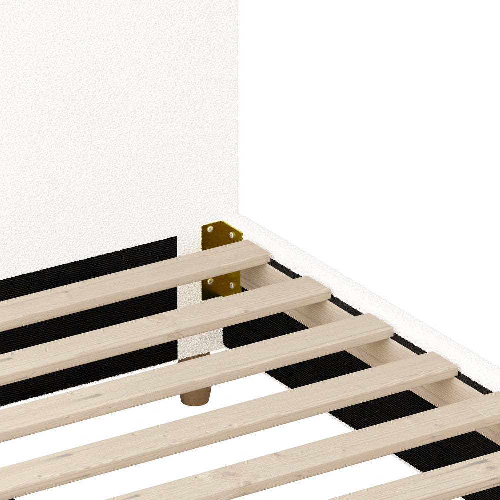NNEED Bed Frame King Single White Boucle Cloud Shape-1