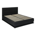 NNEED Double Bed Frame Gas Lift RBG Storage Space Black-0
