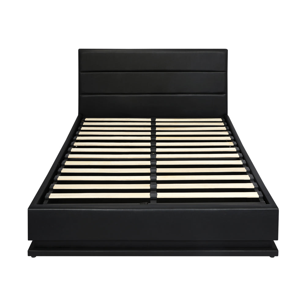 NNEED Double Bed Frame Gas Lift RBG Storage Space Black-4