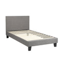 NNEED Bed Frame Single Size Wooden Slats Grey Fabric-0