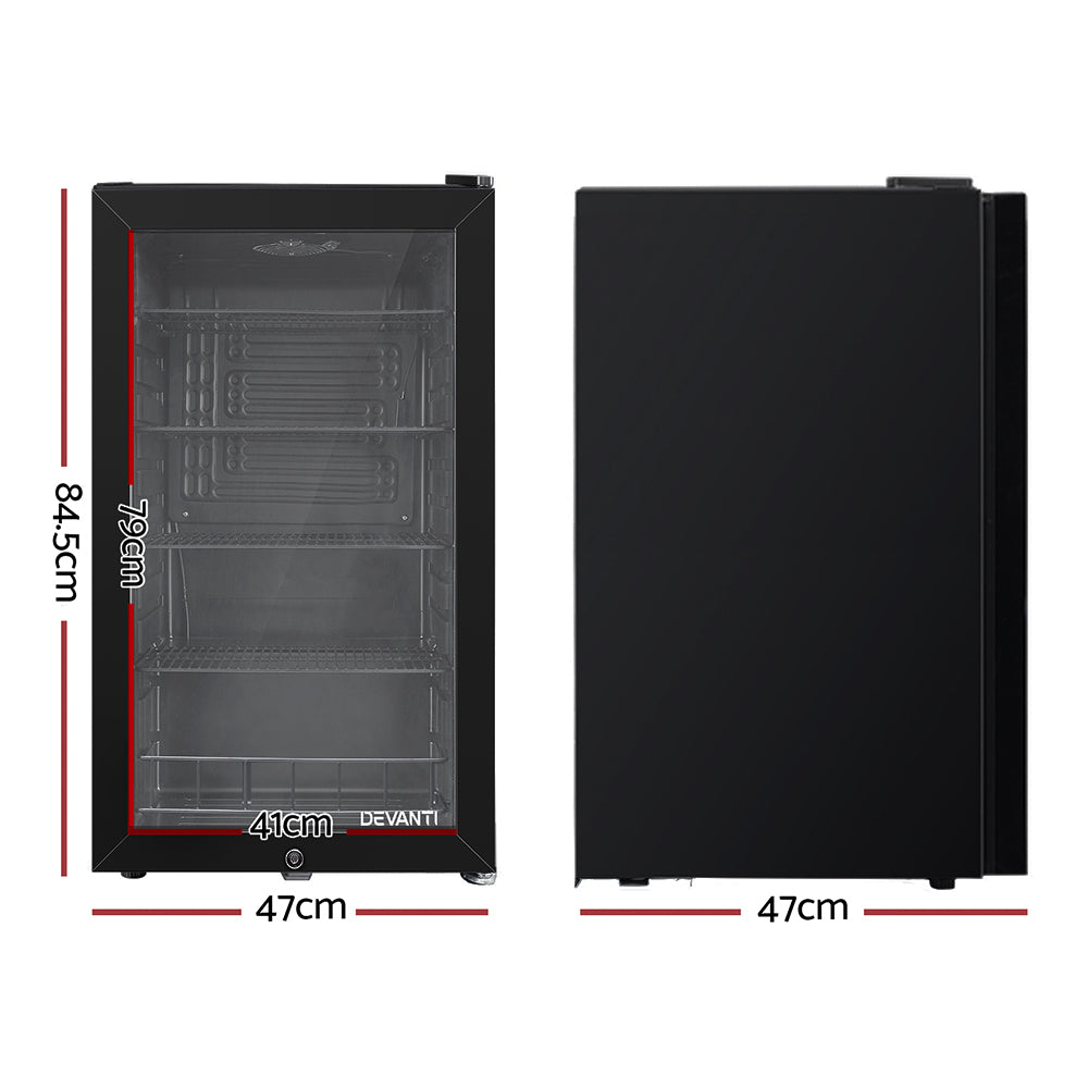 NNEDSZ 98L Bar Fridge Glass Door Mini Freezer Fridges Countertop Beverage Commercial-1