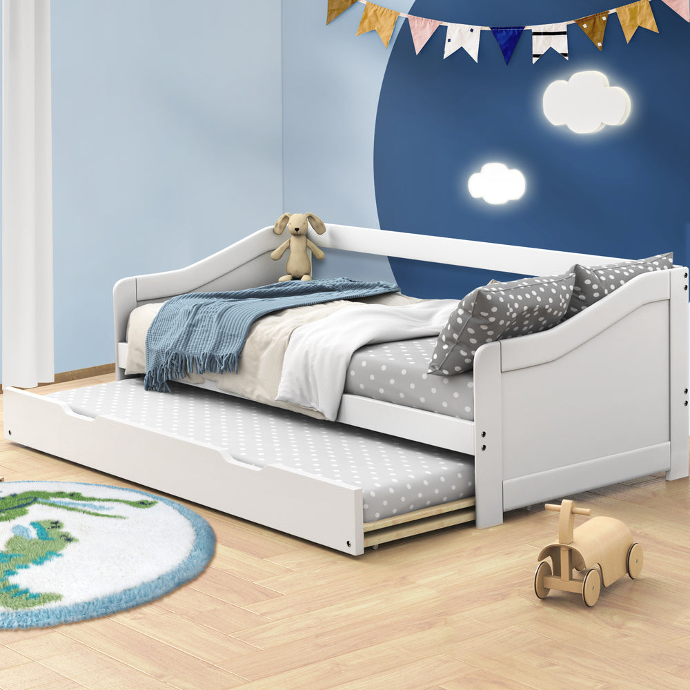 NNEED Trundle Bed Frame Daybed Single Size Wooden-1