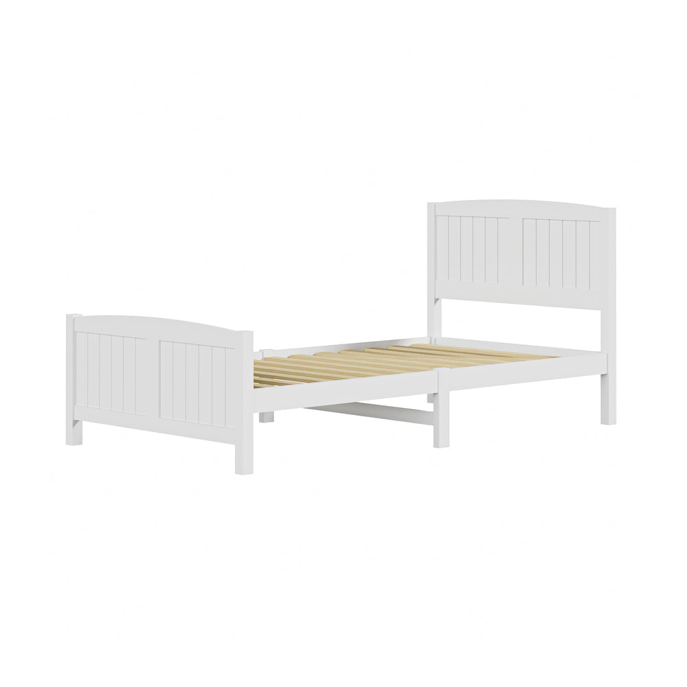 NNEED Bed Frame King Singe Size Timber Platform White-0