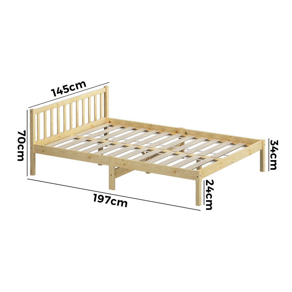 NNEED Wooden Bed Frame Double Size Slat Support-1