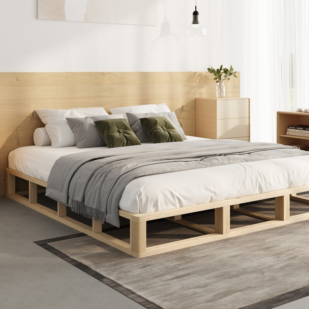 NNEED Wooden Bed Frame King Size Cage-like Base-2