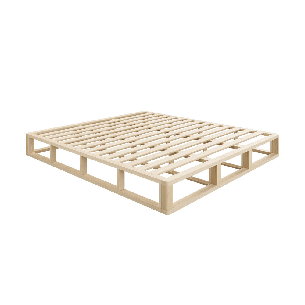 NNEED Wooden Bed Frame King Size Cage-like Base-0