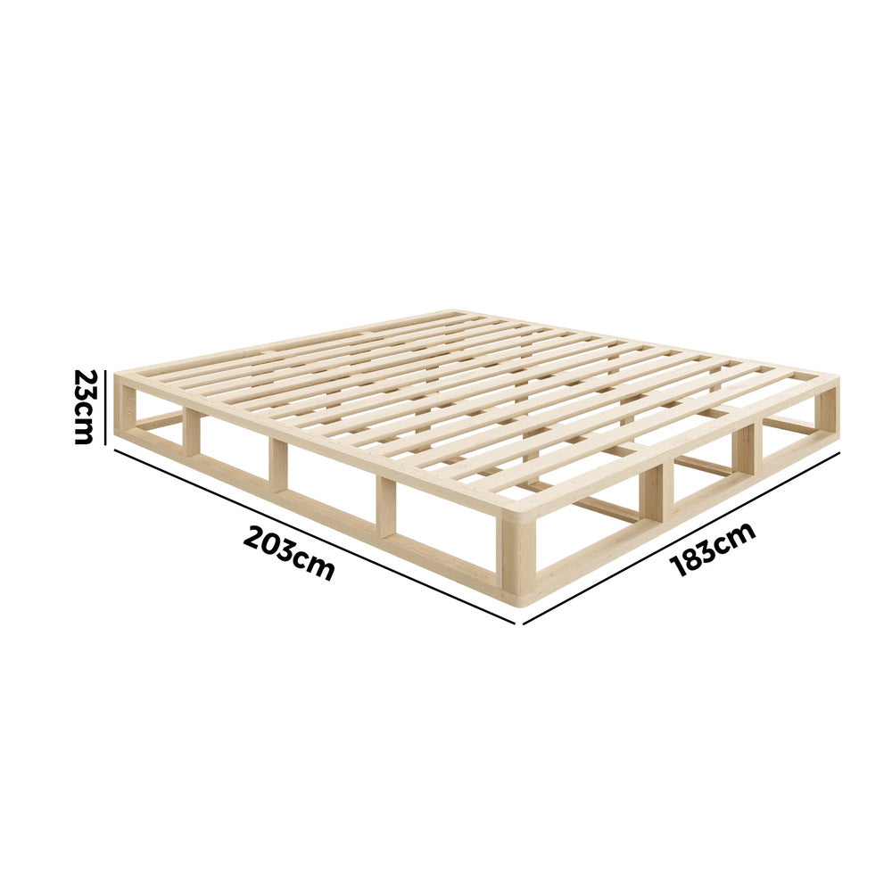 NNEED Wooden Bed Frame King Size Cage-like Base-4