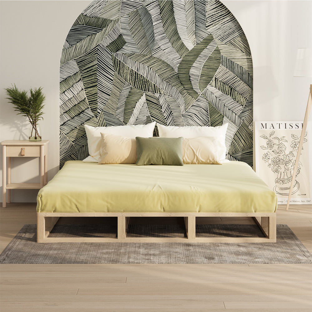 NNEED Wooden Bed Frame King Size Cage-like Base-1