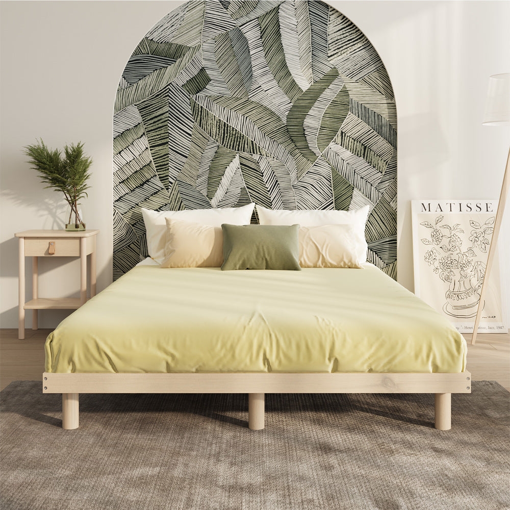 NNEED Bed Frame Double Size Bed Base Solid Wood Slats-3