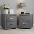 Artiss 2X Bedside Table 2 Drawers Side Table Fabric - CADEN Grey-0